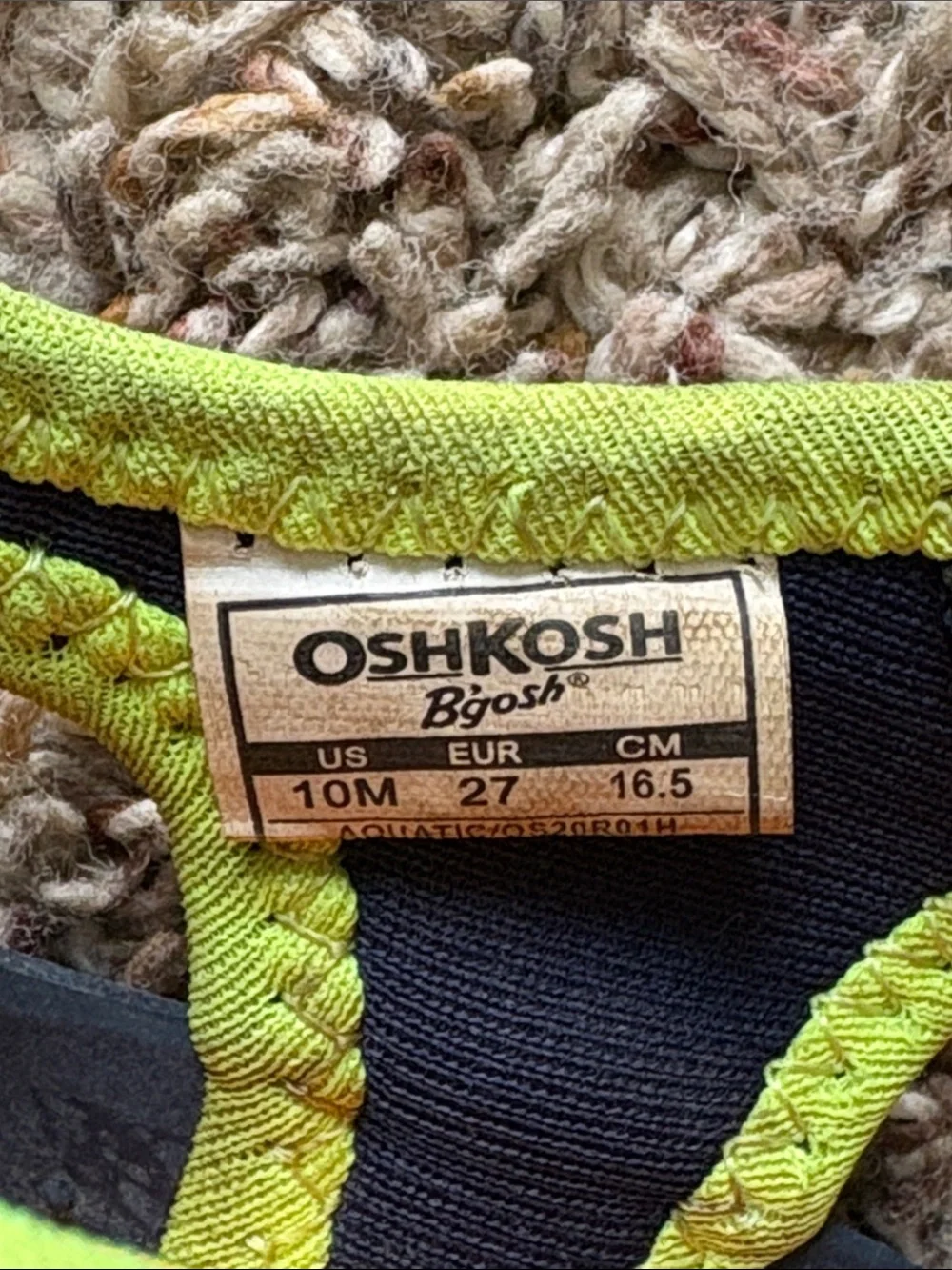 OshKosh B'gosh Navy Water Shoes with Lime & Orange Accents
